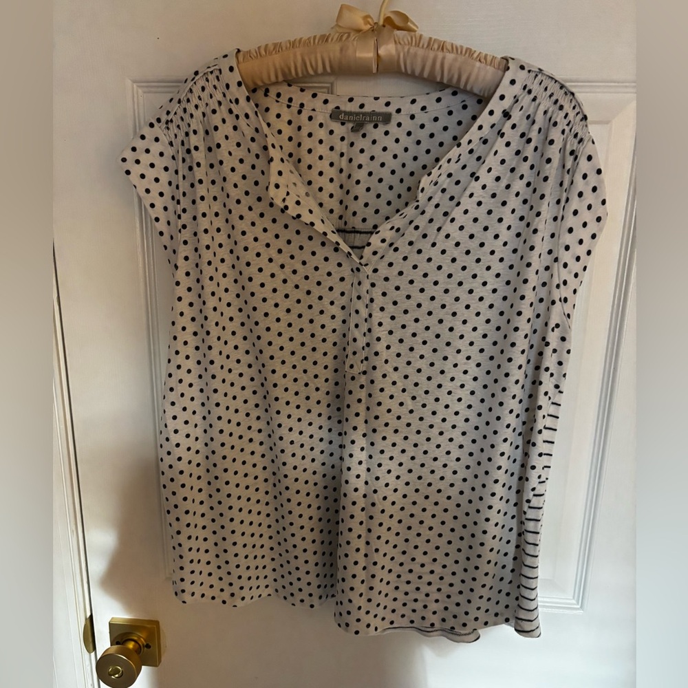 Abrienne Split Neck Cap Sleeve Linen Blend Knit Top